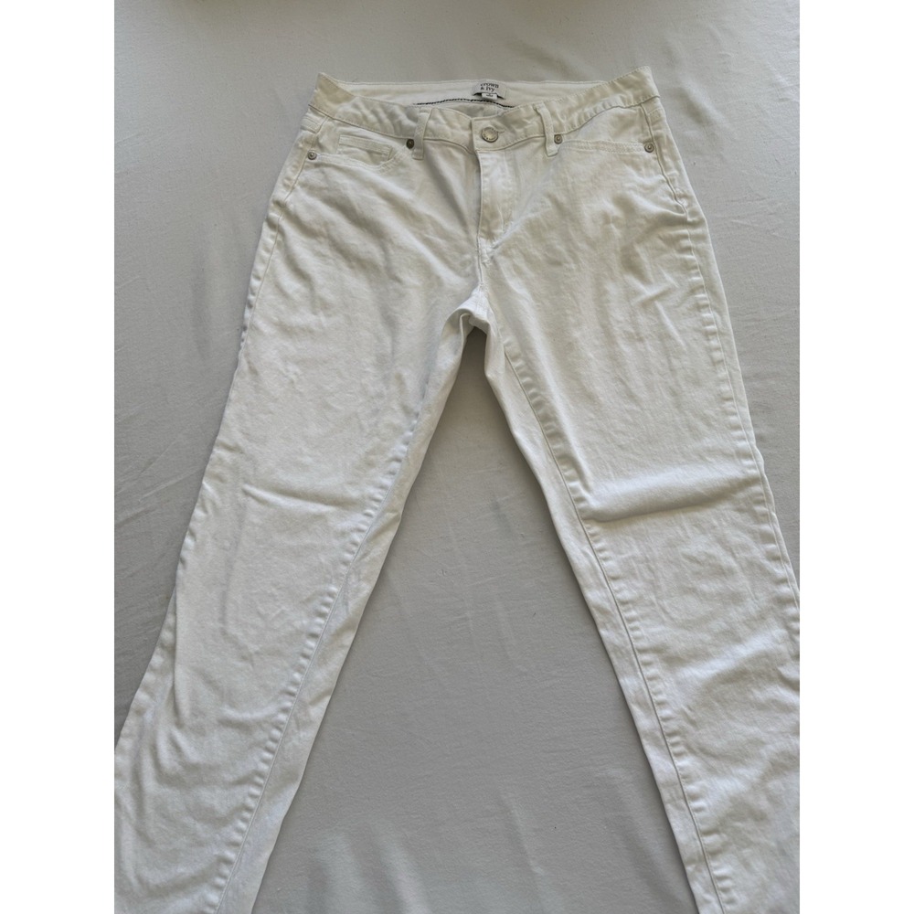 Crown & Ivy Women White Skinny Jeans Mid Rise Size 4